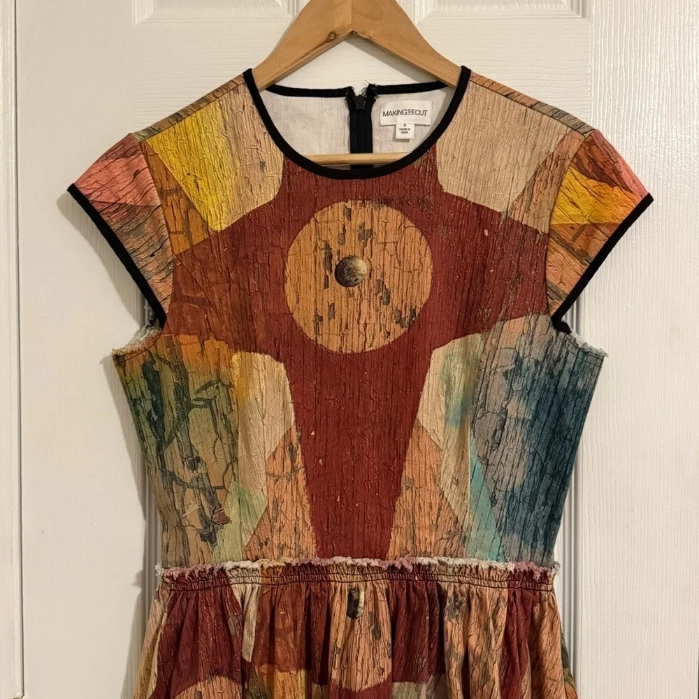 Making The Cut Carnival Painting Dress Winning Look Gary's Brown Tan Small - Picture 3 of 10